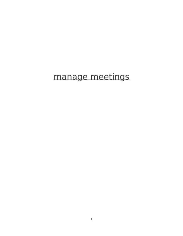 Manage Meetings: Requirements, Agendas, and Tools | Desklib_1