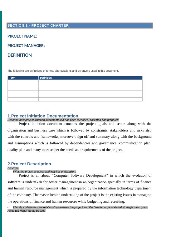 Manage Project Integration Assessment Task for BSBPMG521_2