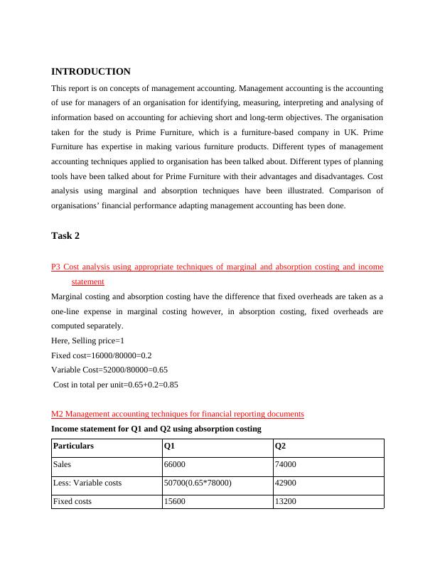 Management Accounting: Cost Analysis, Planning Tools, and Techniques