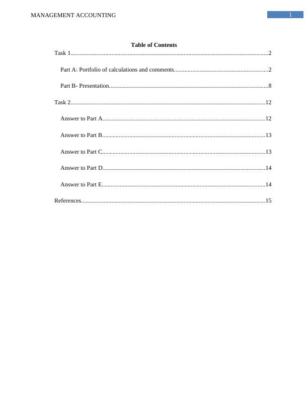 Management Accounting: Portfolio of Calculations and Comments_2