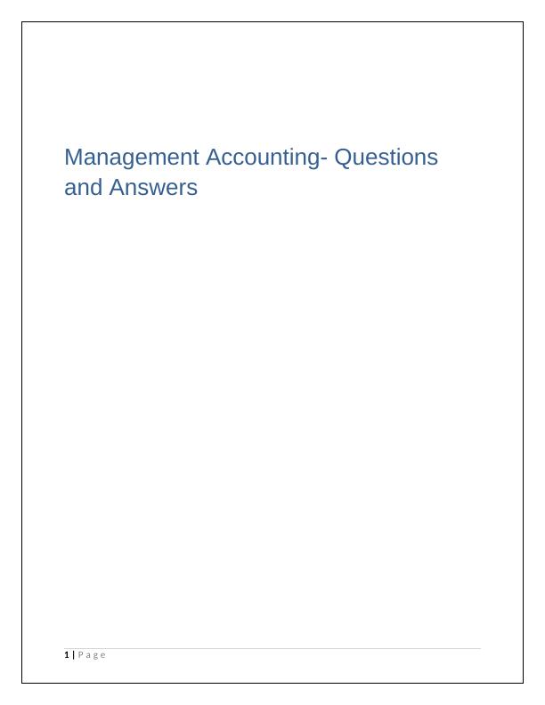 management accounting assignment questions and answers