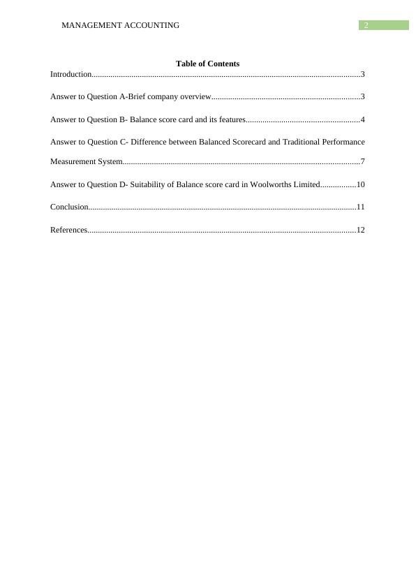 Management Accounting: Analysis of Woolworths Limited using Balanced Scorecard_3