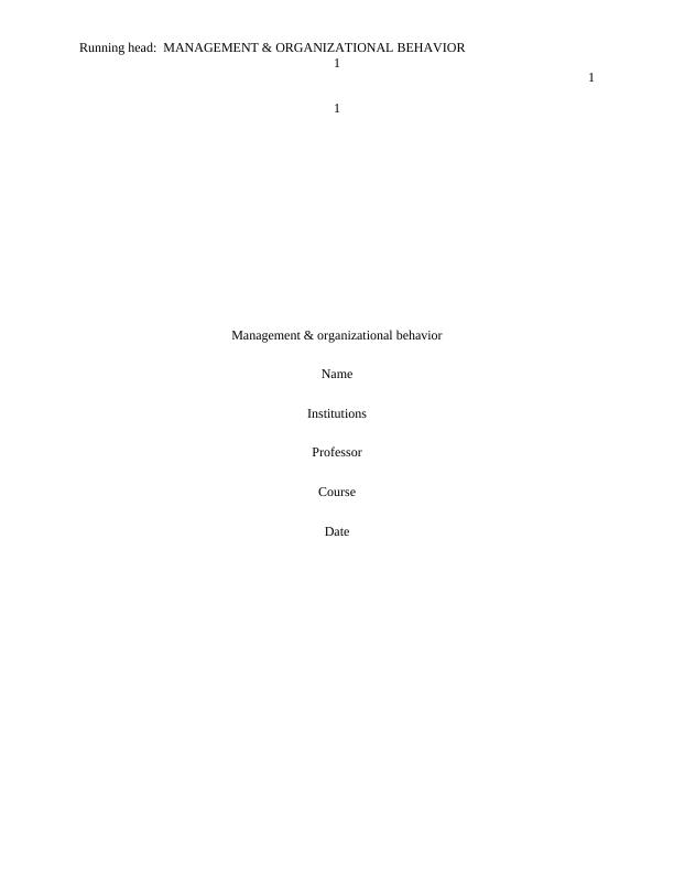 Management & Organizational Behavior Analysis Summary_1