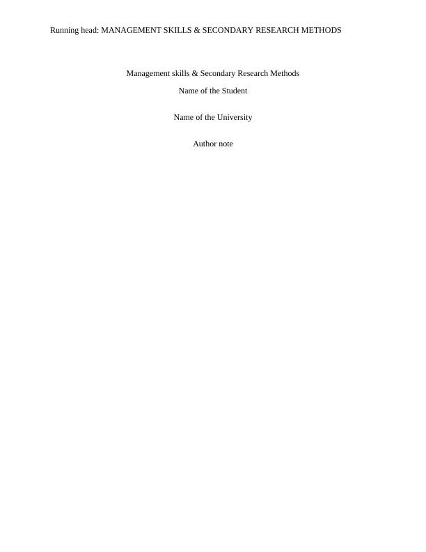 management skills and secondary research methods