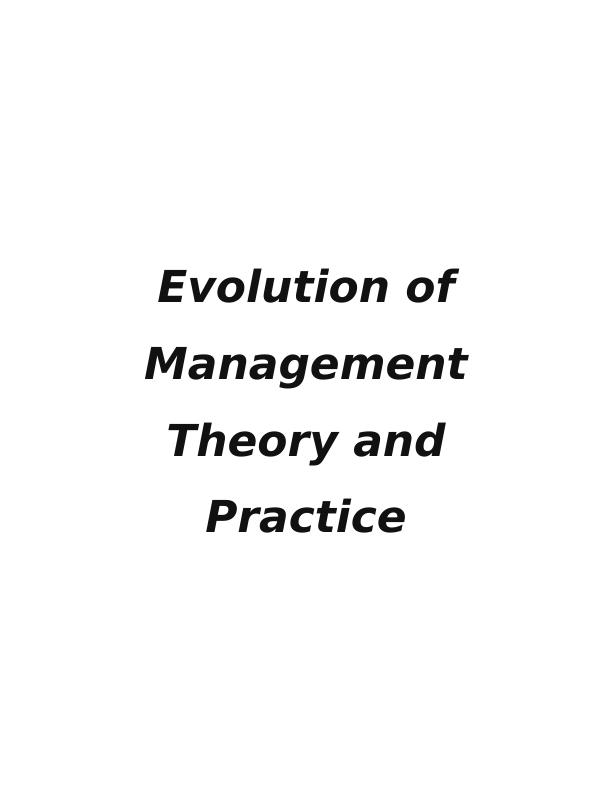 evolution of management assignment