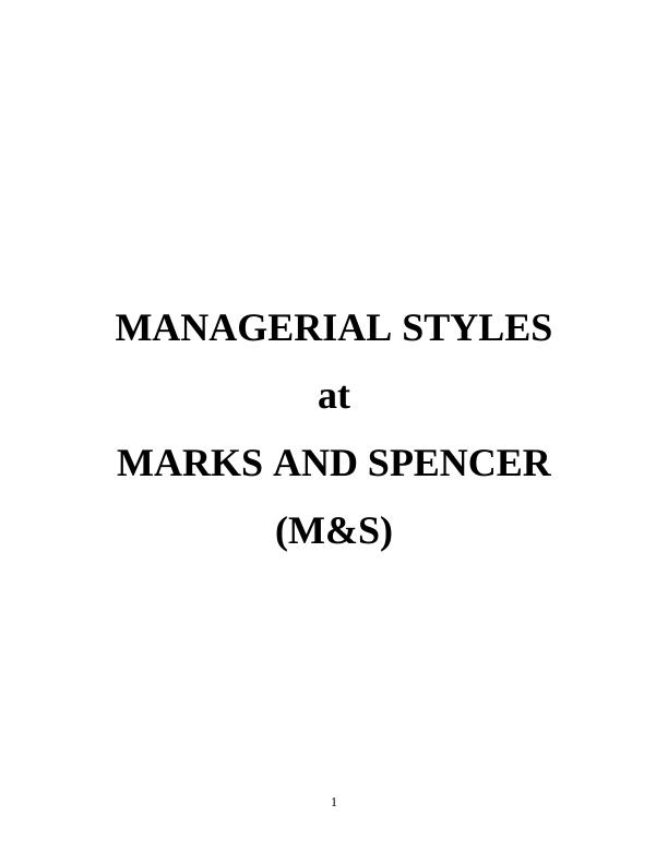 Managerial Style at Marks and Spencer (M&S)_1