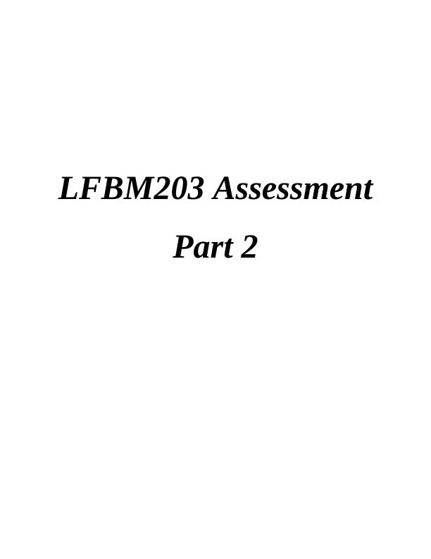 LFBM203 Assessment Part 2 - Managing Financial Resources_1