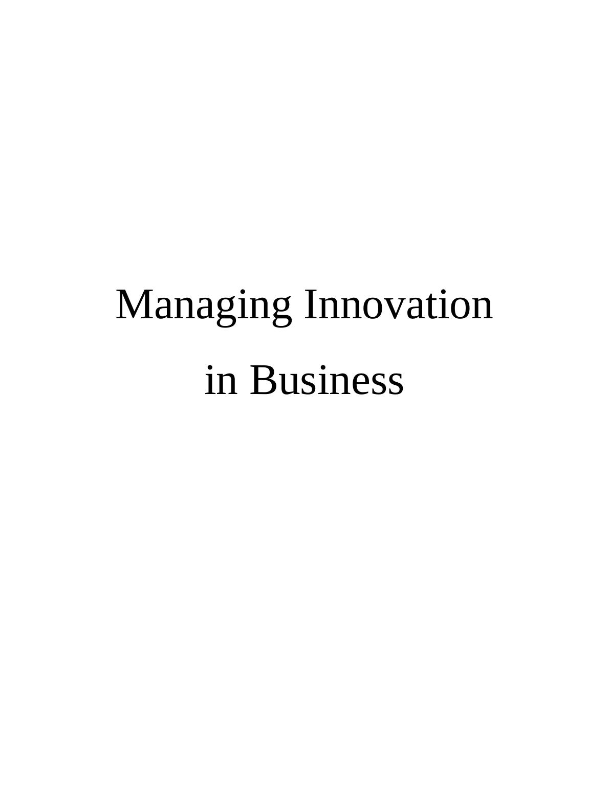 case study of innovation in business