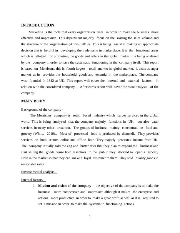 Marketing Analysis of Morrisons: SWOT Analysis and Environmental Factors