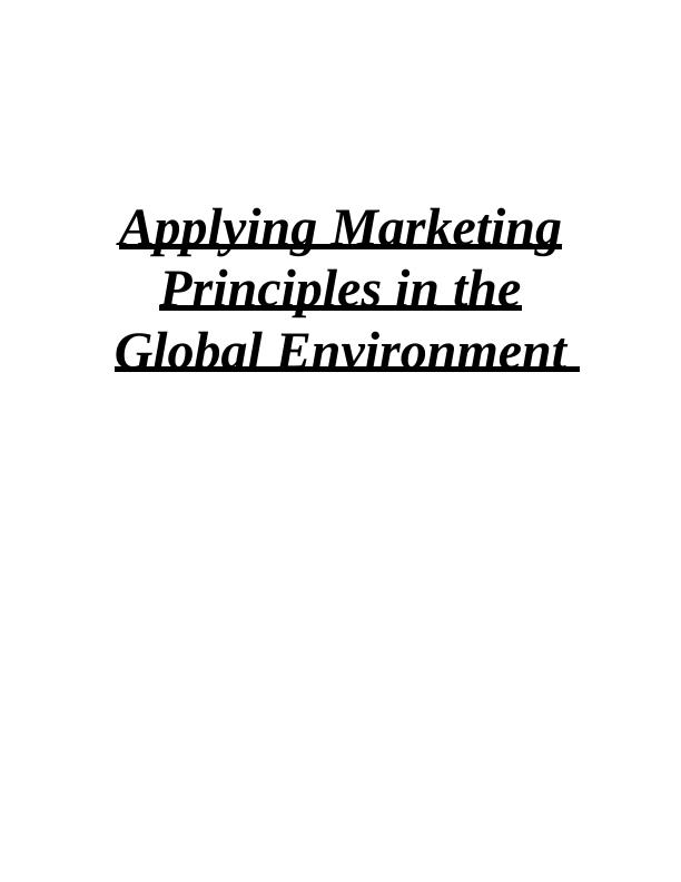 Applying Marketing Principles in the Global Environment: A Case Study of Sainsbury's_1