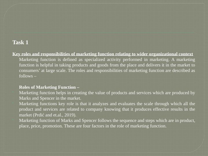 Roles and Responsibilities of Marketing Function | Desklib