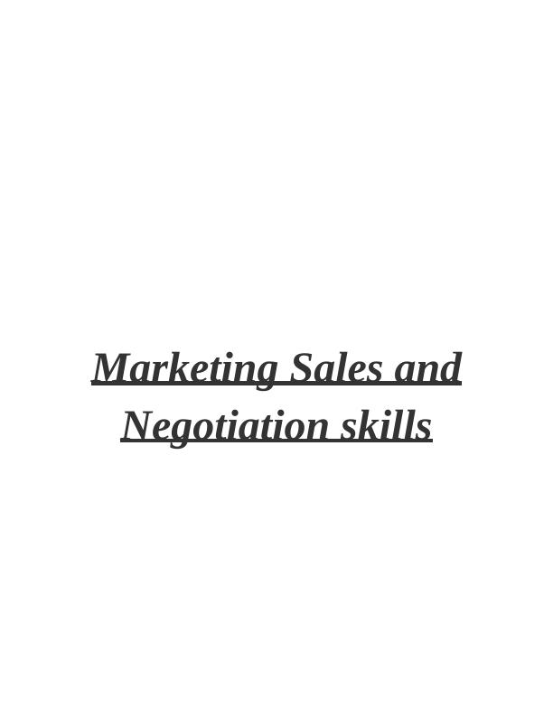 Marketing Sales and Negotiation Skills A Study on Tesco