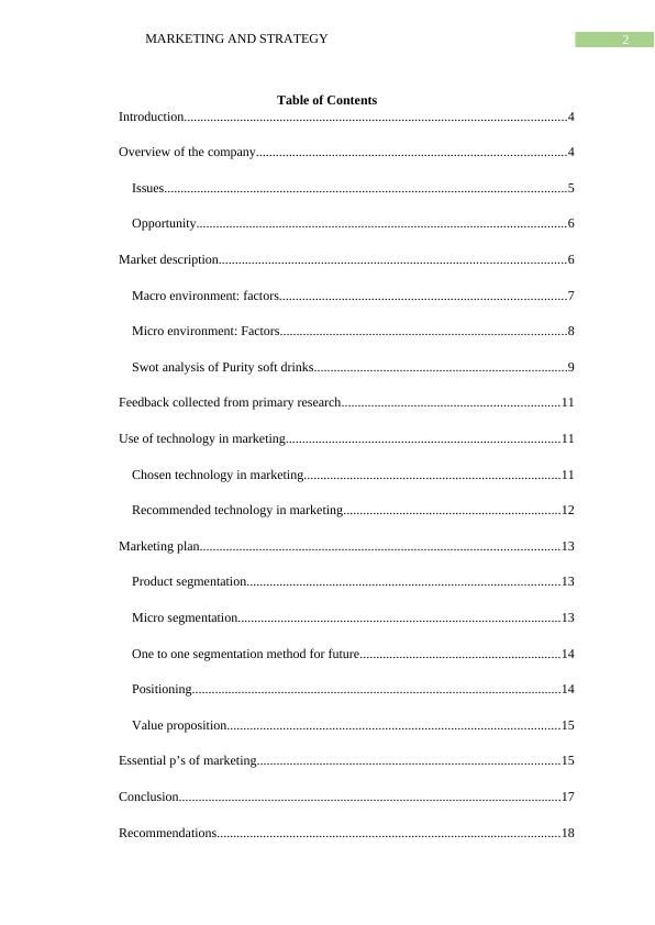 Marketing and Strategy for Purity Soft Drinks A Review