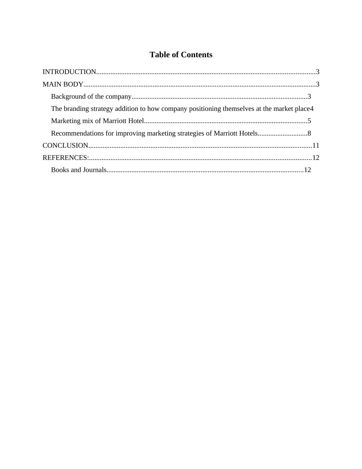 Marketing Management of Marriott Hotel - Desklib