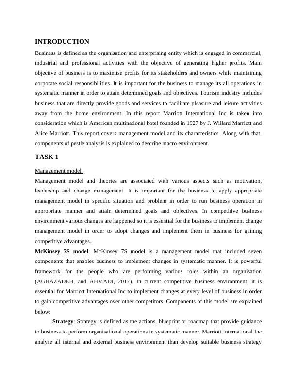 Management Model And Macro Environment Analysis Of Marriott 