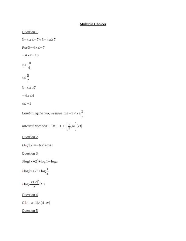 Math Practice Questions with Solutions - Desklib