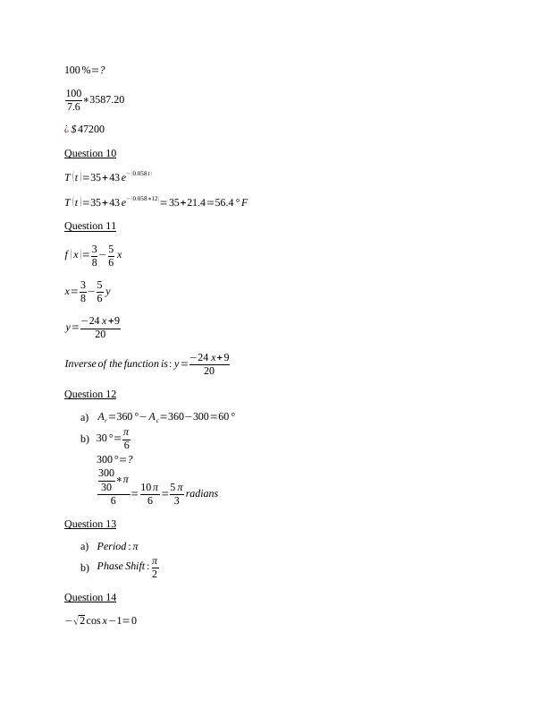 Math Practice Questions with Solutions - Desklib