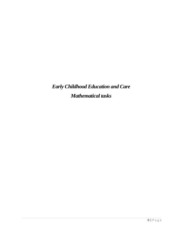 Early Childhood Education and Care Mathematical Tasks_1