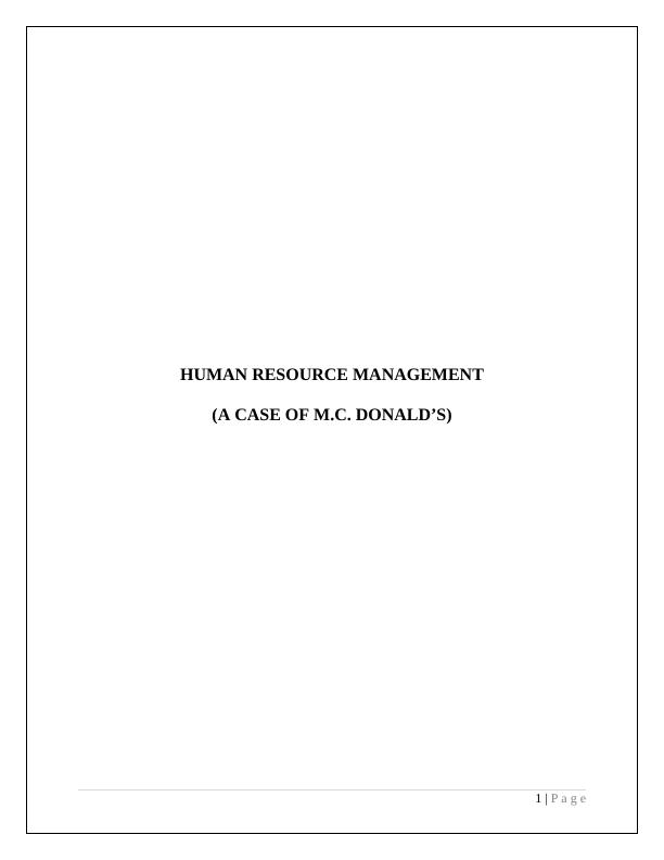 Human Resource Management at McDonald's: A Case Study_1