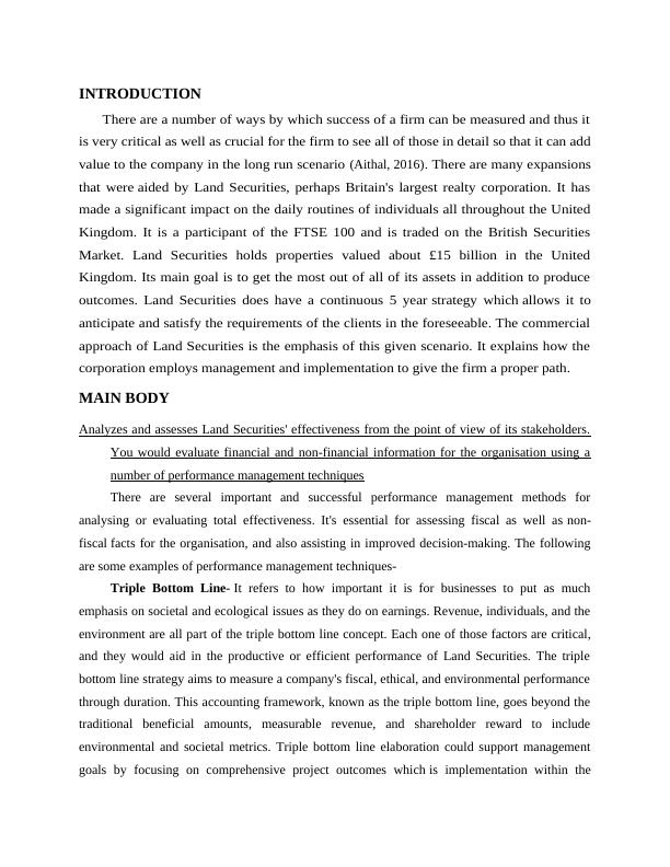 Measuring Success: Analyzing Land Securities' Effectiveness from ...