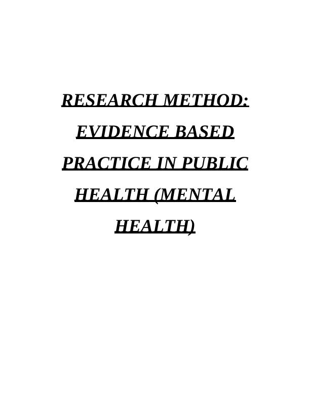 mental health and research methods