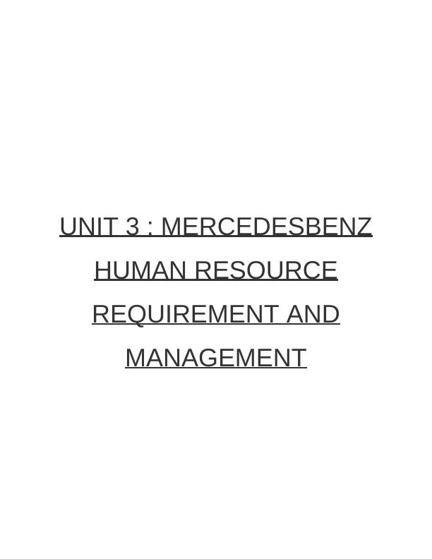 MercedesBenz Human Resource Requirement and Management_1