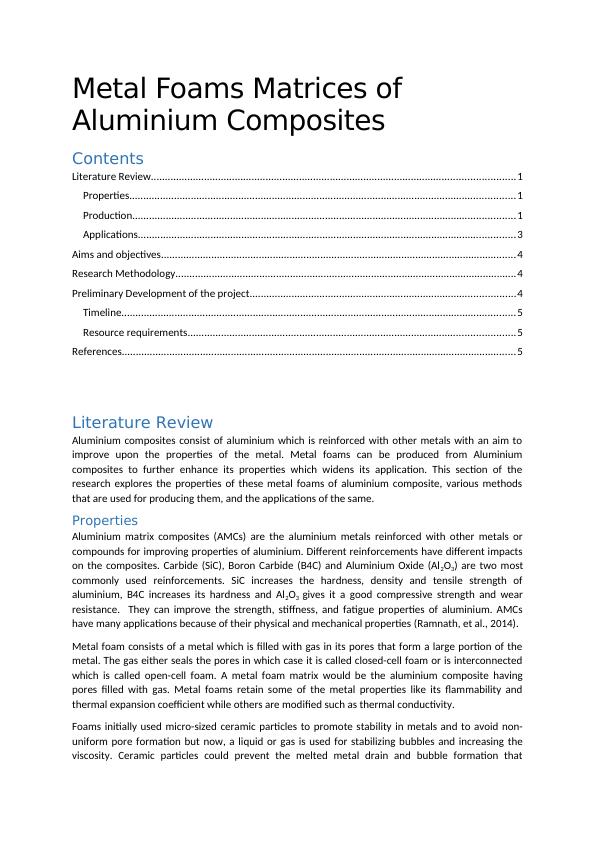 Metal Foams Matrices of Aluminium Composites - Properties, Production and Applications_1