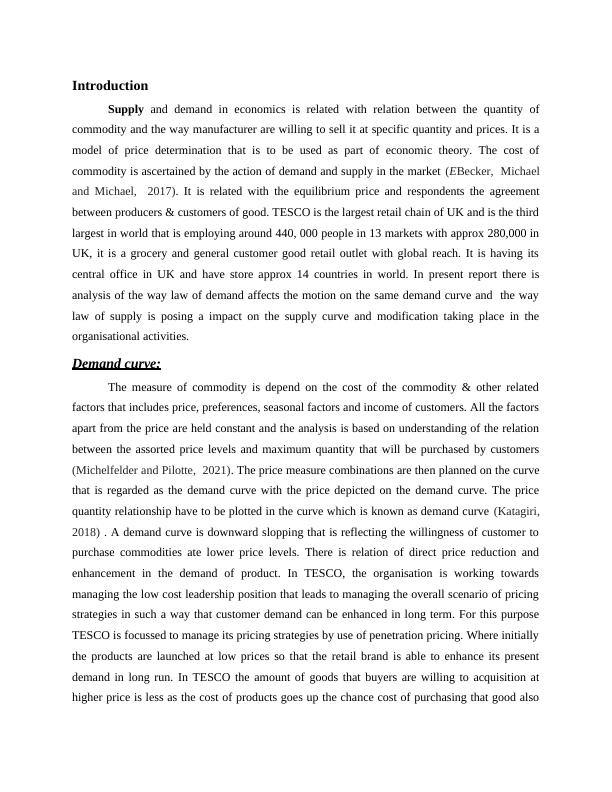 Microeconomics Analysis of Supply and Demand in TESCO