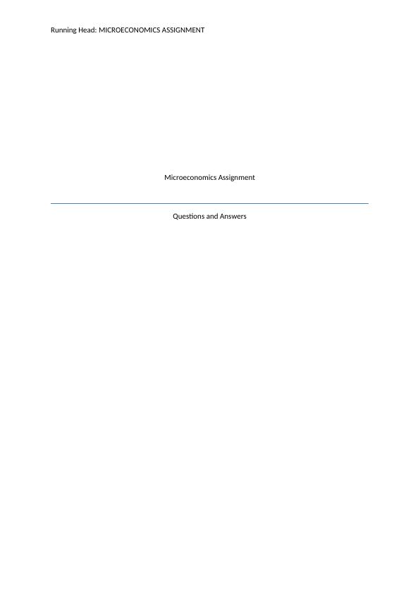 microeconomics assignment questions and answers