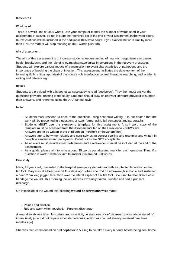 Microorganisms and Health Breakdown: Bioscience 2 Assignment