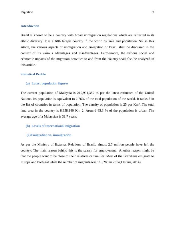 Migration: Statistical Profile, Advantages and Disadvantages of Immigration and Emigration on Brazil_3