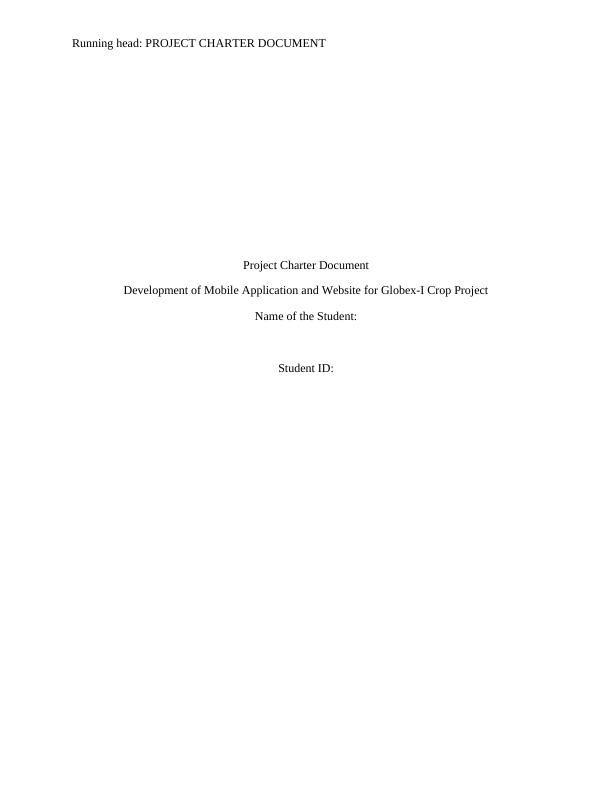 Project Charter Document for Development of Mobile Application and Website for Globex-I Crop Project_1