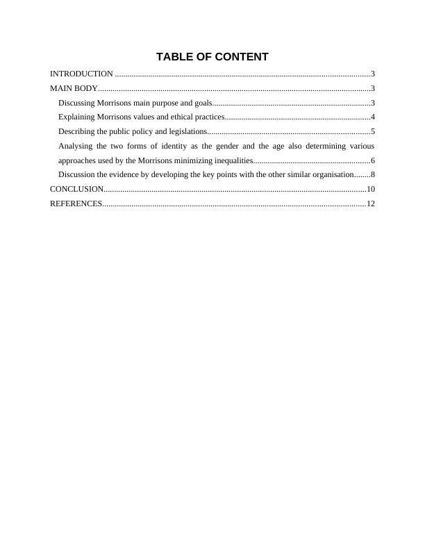 Morrisons' Work Environment Purpose, Values, and Policies