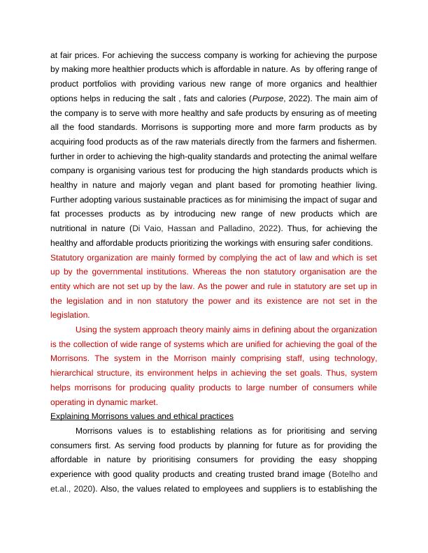 Morrisons' Work Environment Purpose, Values, and Policies