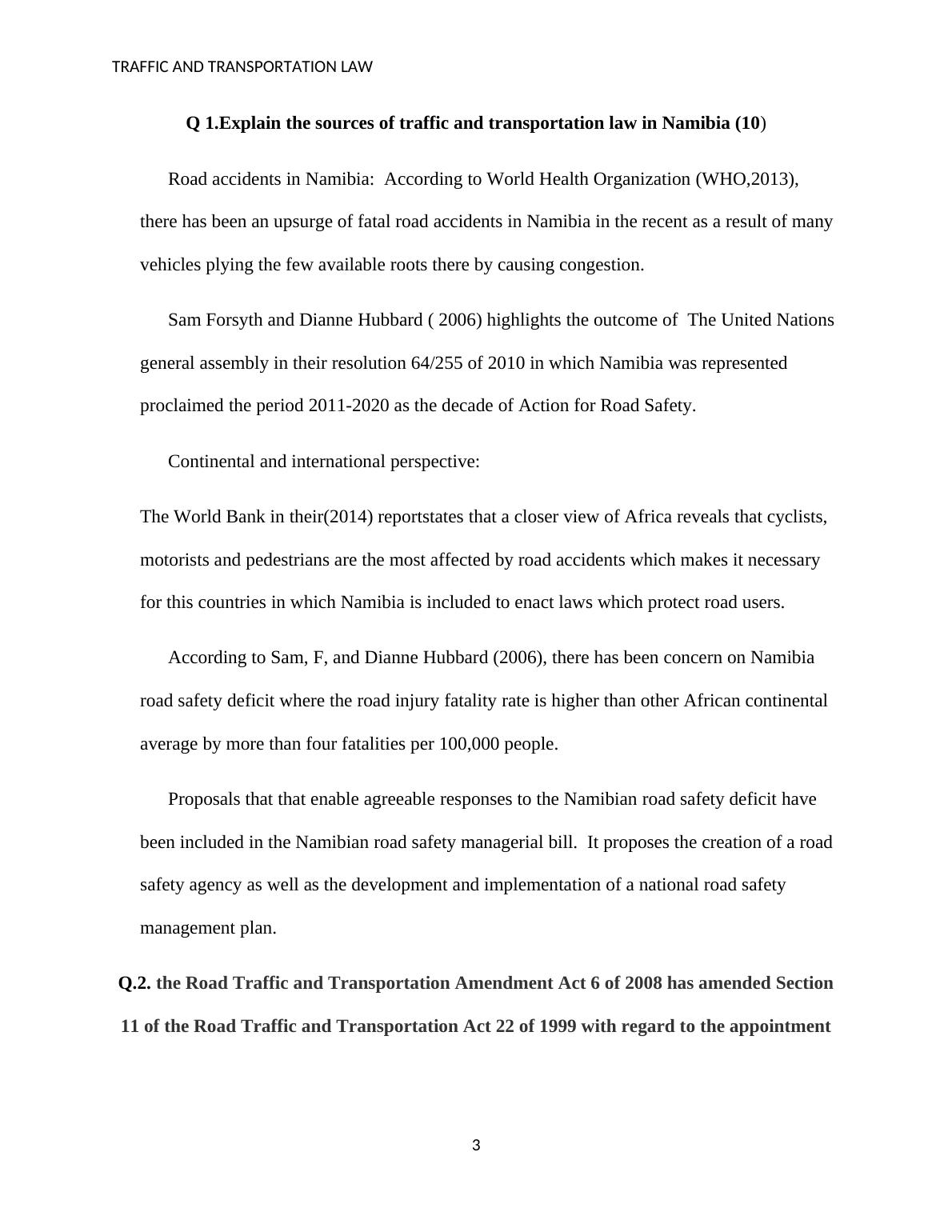 Sources of Traffic and Transportation Law in Namibia