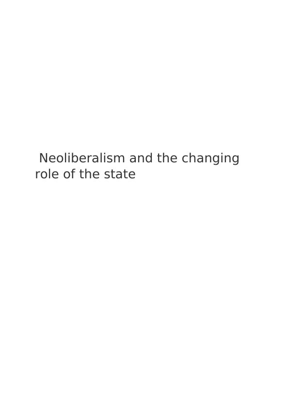 Neoliberalism and the Changing Role of the State_1