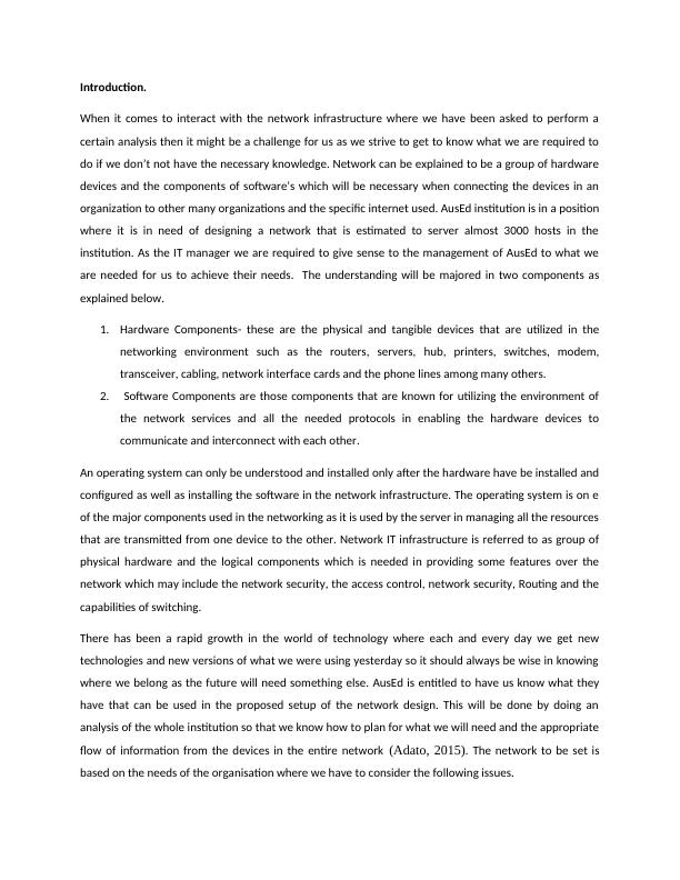 Network Infrastructure Design for AusEd Institution Desklib