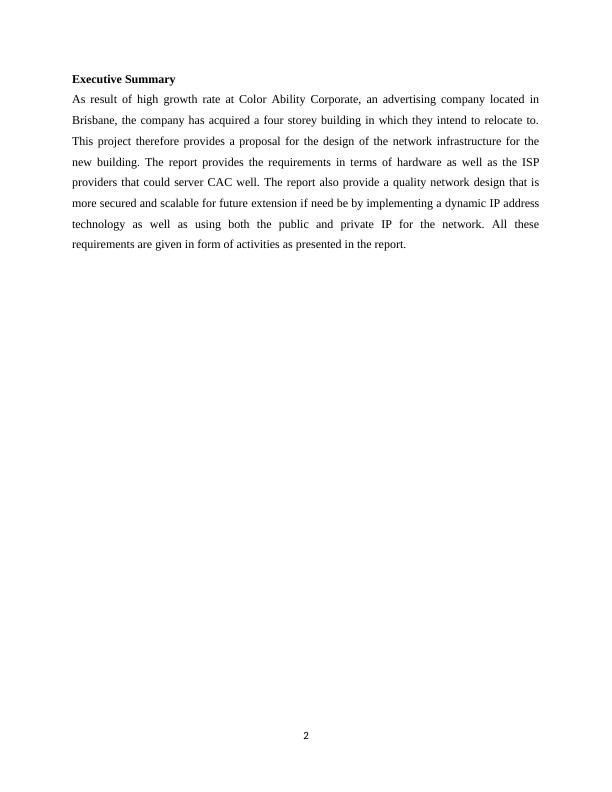 Network Infrastructure Design Proposal for Color Ability Corporate