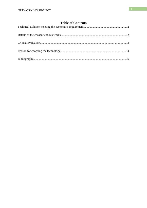 Networking Project - Technical Solution, Features, Evaluation