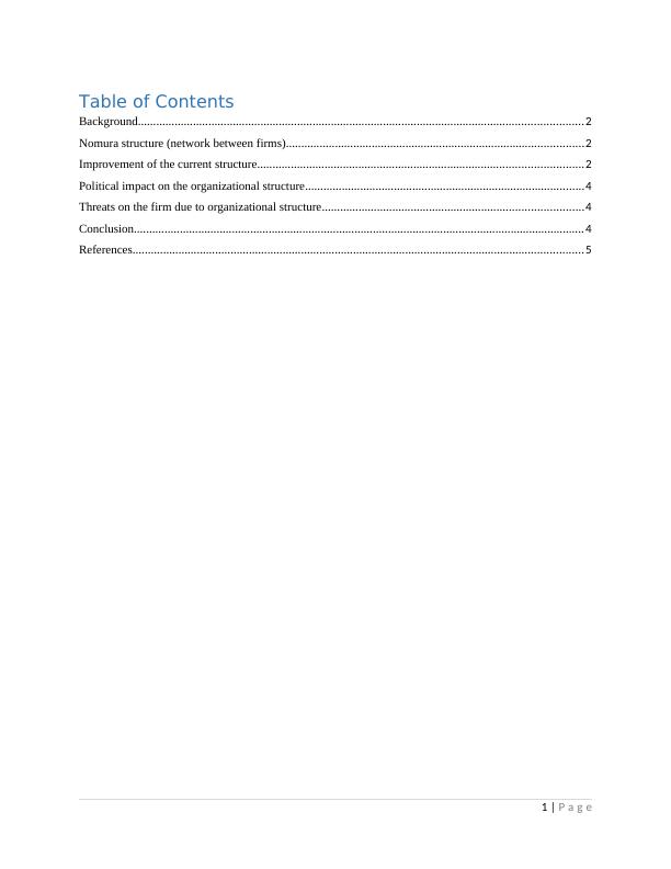 Analysis of Nomura Securities Co., Ltd Organizational Structure