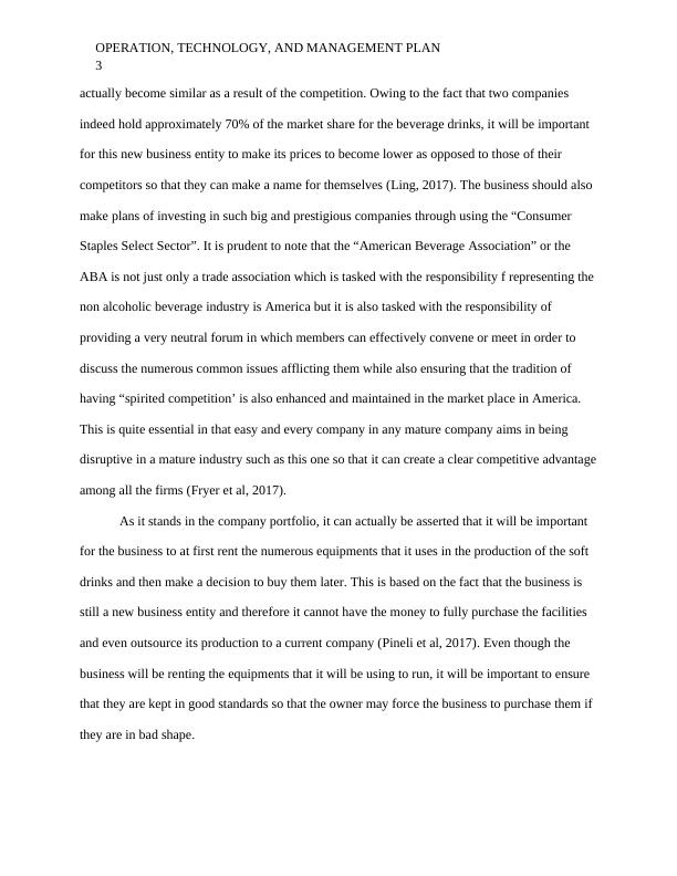 NonAlcoholic Beverage Operations Plan Operation, Technology, and