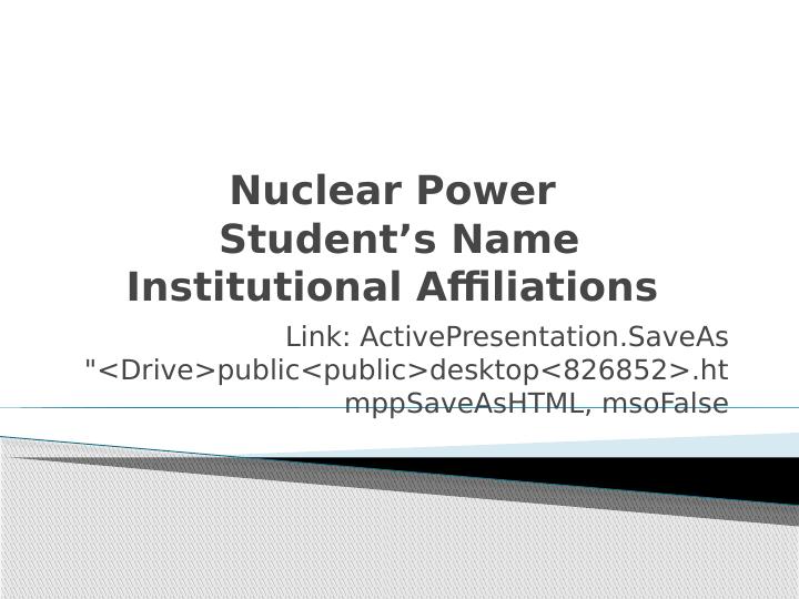 Nuclear Power: Principles, Concepts, and Applications_1