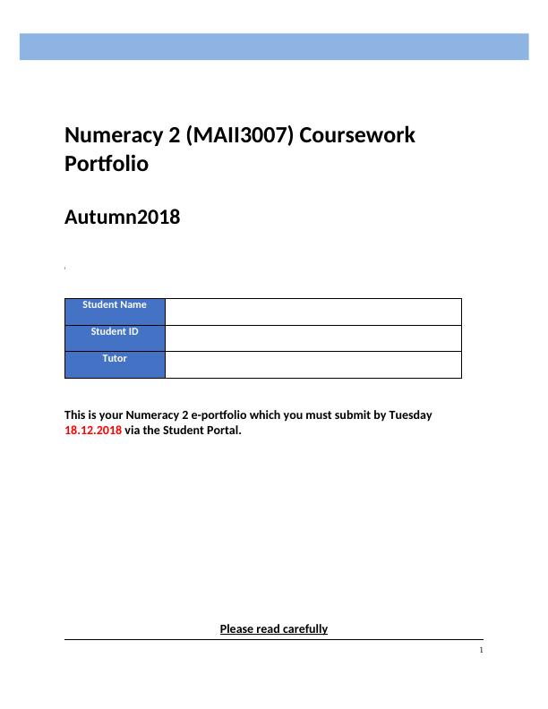 Numeracy 2 (MAII3007) Coursework Portfolio_1