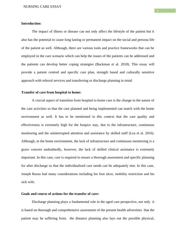 Nursing Care Essay: Strength-Based and Culturally Safe Approach_2
