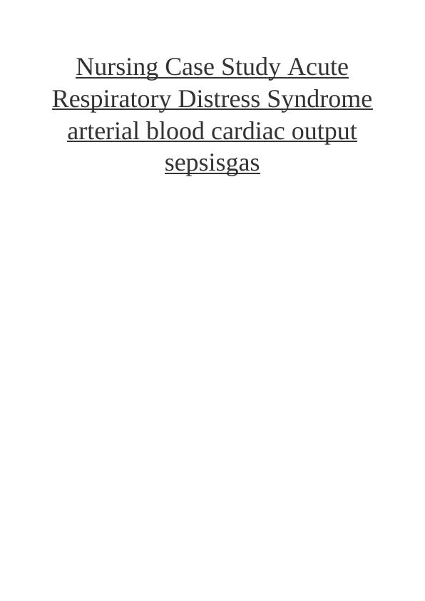 nursing case study sepsis