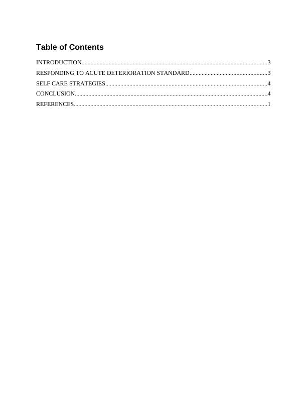 Concepts of Nursing: Responding to Acute Deterioration Standard and ...