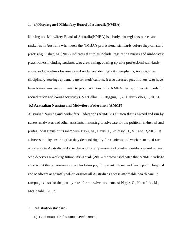 Nursing and Midwifery Board of Australia and Australian Nursing and Midwifery Federation: Roles and Standards_2