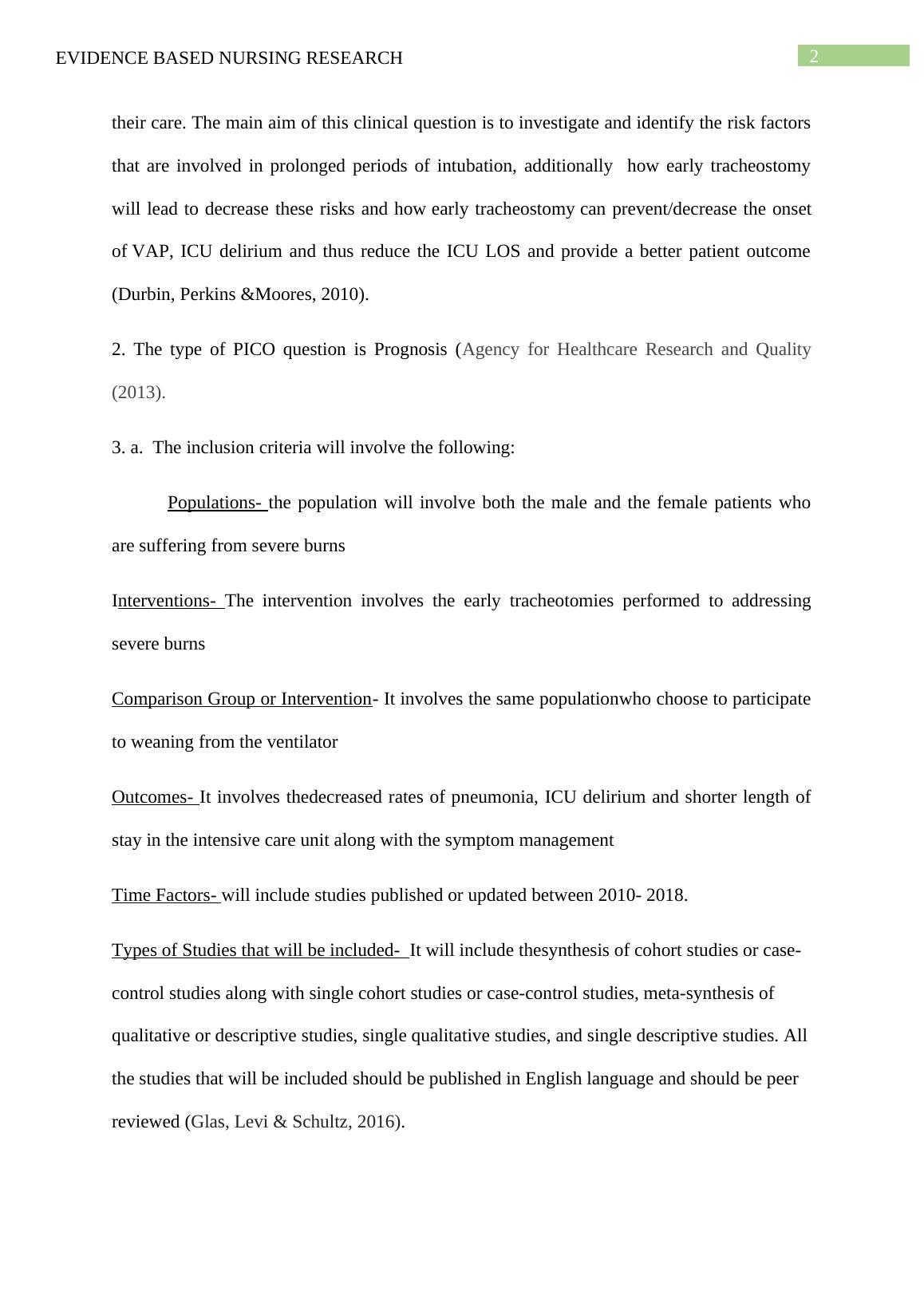 Evidence Based Nursing Research on Early Tracheostomy for Severe Burn