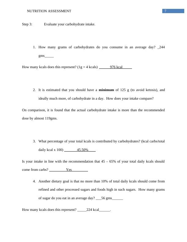 Nutrition Chart Analysis For Comprehensive Nutritional Assessment