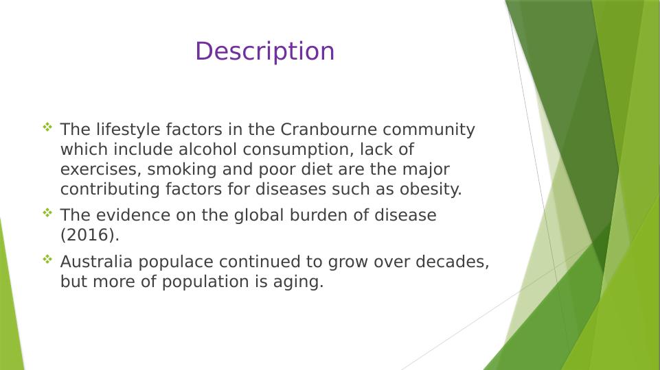 Obesity in Cranbourne Community: Lifestyle Factors and Global Burden of Disease_2